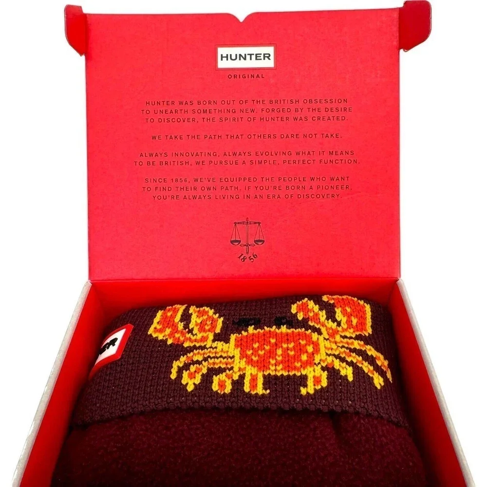 Hunter Original Kids Dark Red Crab Cuff Boot Socks Shoes Size XL NEW